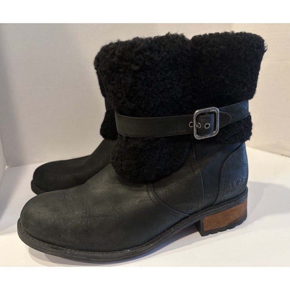 Ugg Blayre II Shearling Cuff Bootie Black Suede Size 8.5